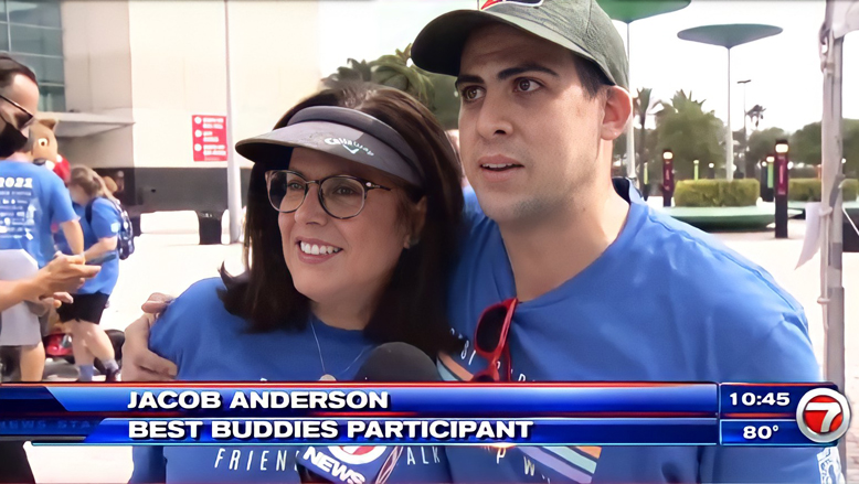 In twist to Friendship Walk, Best Buddies hosts tailgate at BB&T Center Best Buddies Friendship Walk in Sunrise, Florida. Jacob Anderson, Best Buddies participant is hugging Jan Risi,IPC, CEO